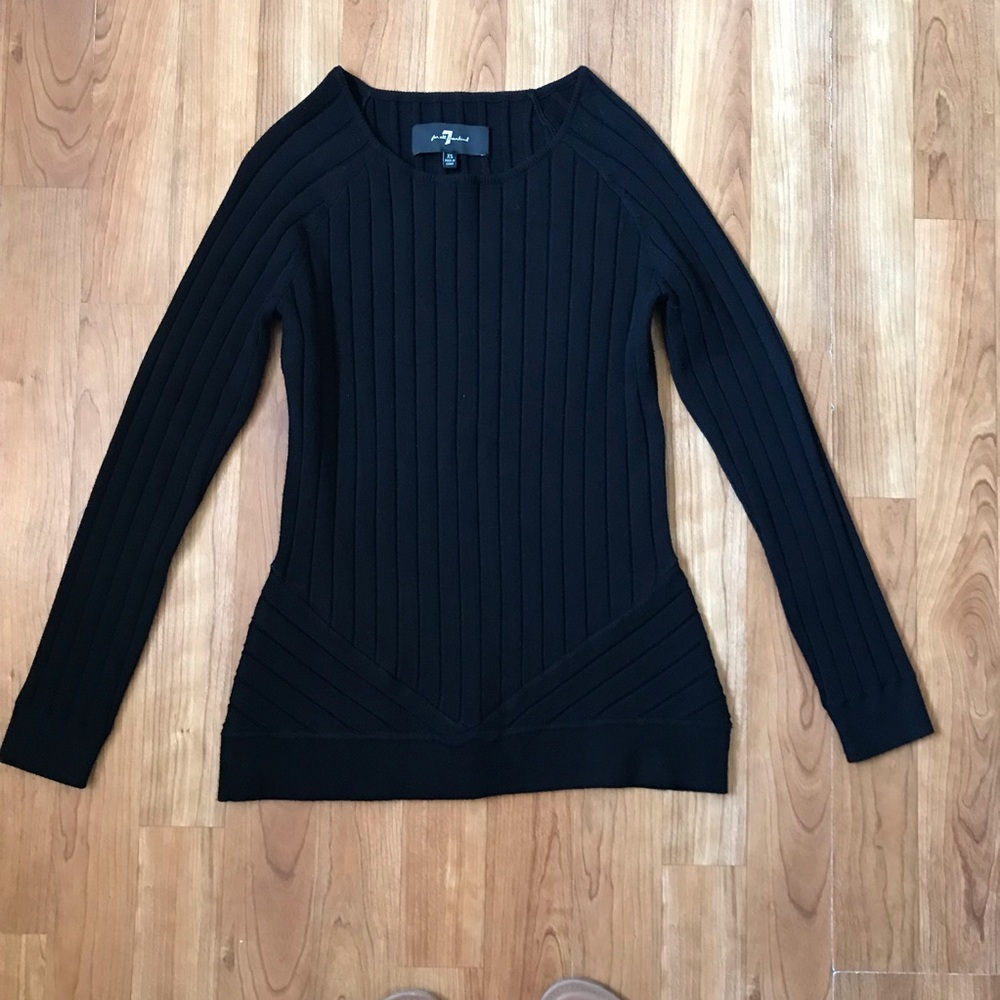 7 for all mankind Black Ribbed Sweater XS